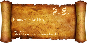 Hamar Etelka névjegykártya